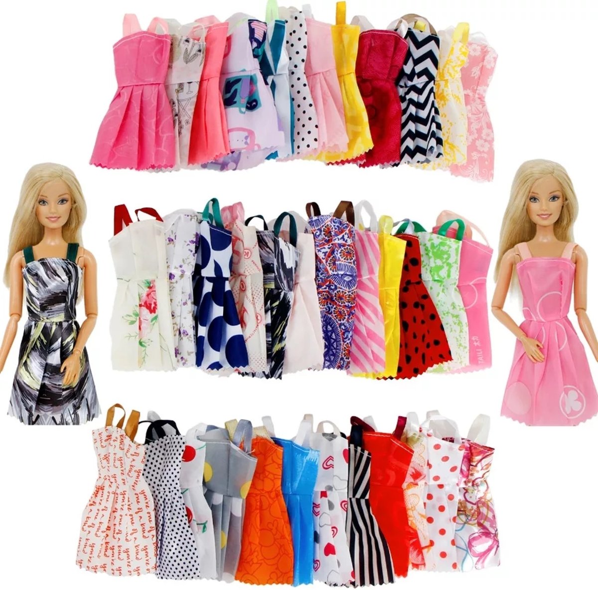 Poppenkleertjes |Geschikt voor Barbie | Set van 12 jurkjes | Barbie kleding | Barbie kleren